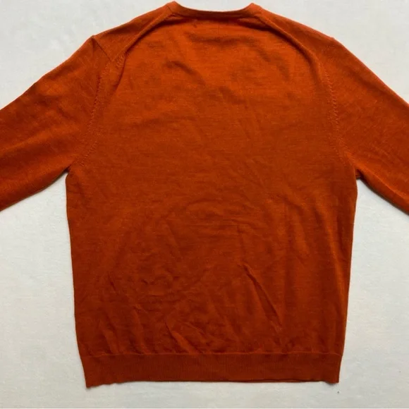 Banana Republic Extra Fine Italian Merino Sweater Men's L Burnt Orange Wool - Picture 9 of 12
